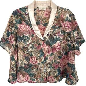 Victoria's Secret Women Vintage Gold Label Short Sleeve Pajama Top Pink Medium